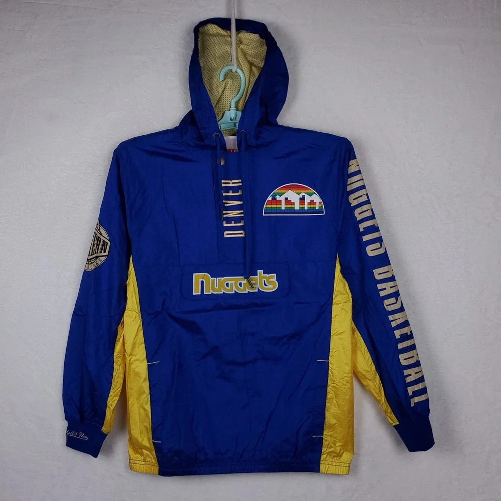 Denver Nuggets Mitchell & Ness NBA Small Windbreaker Jacket‎ Blue Yellow NWT